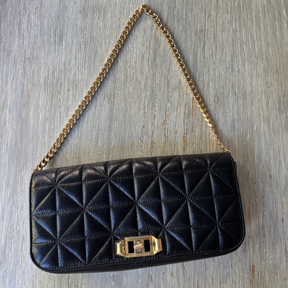 Rebecca Minkoff Deco quilted clutch purse - black